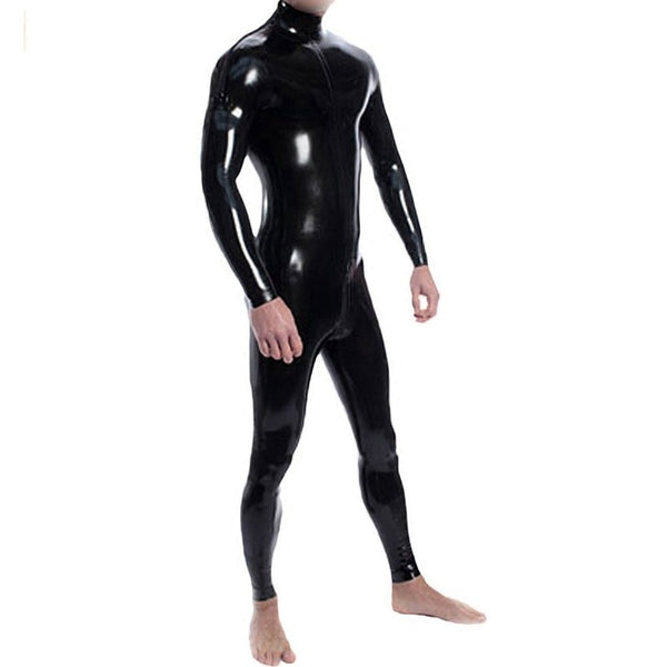 Double Shoulder Zipper Back Opening Latex Bodysuit