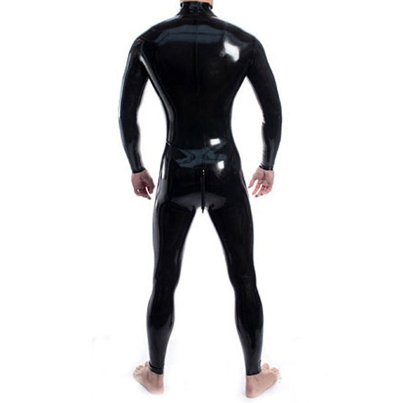 Double Shoulder Zipper Back Opening Latex Bodysuit